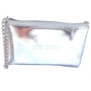 Bobbi Brown Metallic Silver makeup  wristlet bag